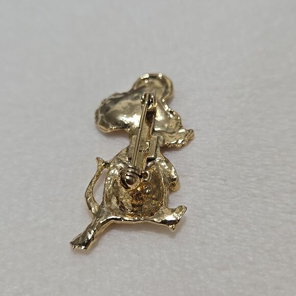 Gold Plated Mouse Brooch with Red Crystal - Picture 5 of 5